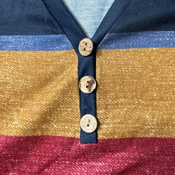 Striped Tank Dress Women's L Trendy Casual Loose Sleeveless V Neck Sundress - Picture 4 of 8